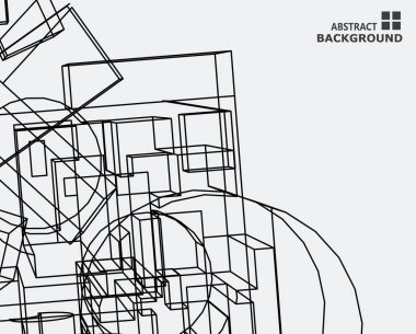 Soyut geometrik çizgiler ve kare arkaplan. modern siyah ve beyaz vektör çizimi.