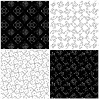 Farklı geometrik dokulara sahip 4 desenli bir set