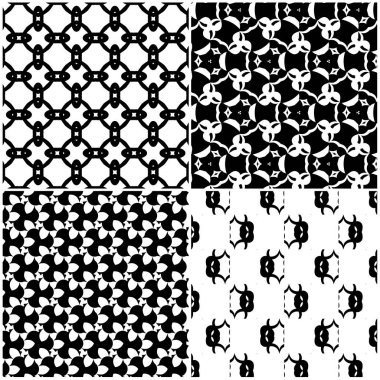 4 geometrik desenli bir set. Vektör çizimi. 8 - 9 - 0-11