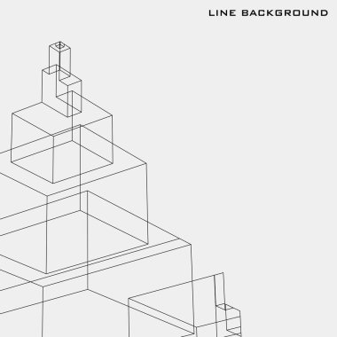 Siyah beyaz çizgileri olan soyut mimari arka plan. vektör illüstrasyonu