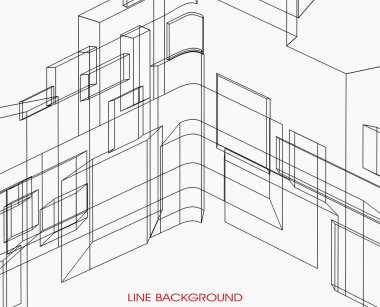 Siyah ve beyaz çizgilerin dijital kavramına sahip soyut mimari arkaplan tasarımı
