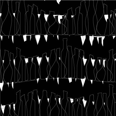 Şarap şişeleri ve bardaklarla kusursuz bir desen..