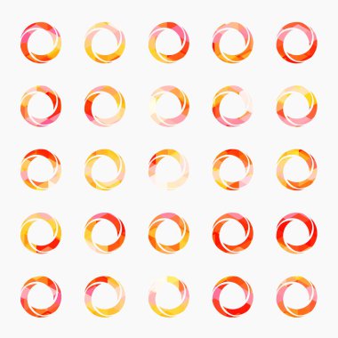 Çember simgelerinin vektör kümesi. Renkli sarmal