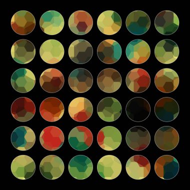 Değişik boyutlarda renkli daireler.