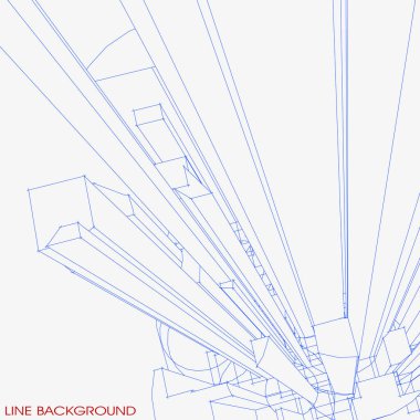 Soyut mimari 3 boyutlu illüstrasyon arka planı. tel çerçeve.