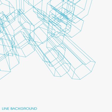 Soyut çokgen mavi çizgiler. Çizgiler ve noktalar birleştiriliyor.