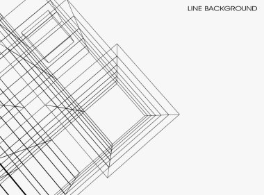 Gri arkaplan üzerinde siyah çizgiler olan soyut duvar kağıdı. Vektör çizimi. 10 saniye.