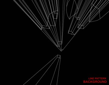 Geometrik desenli siyah arkaplan, çizgi, vektör illüstrasyonu.