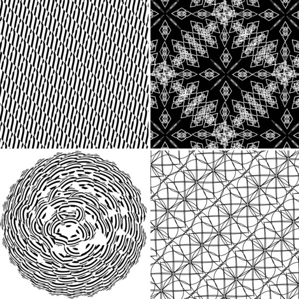 vector set of four black white patterns.