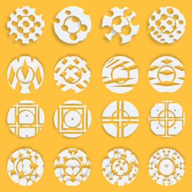 Yeni yılın tasarımı ve dekorasyonu için dört adet 3 boyutlu simge. vektör