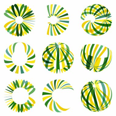 Yeşil daireler ayarlandı. vektör illüstrasyonu.