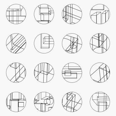 Geometrik şekilli soyut arkaplan kümesi.