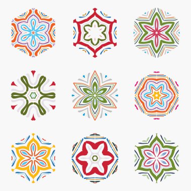 Renkli çiçek simgelerinin vektör çizimi