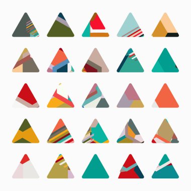 Üçgen şekiller ve üçgen elementler. Tasarımınız için geometrik şekiller.