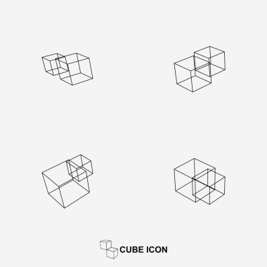 İnce doğrusal olarak küp simgesi. Ağ için renk simgeleri.