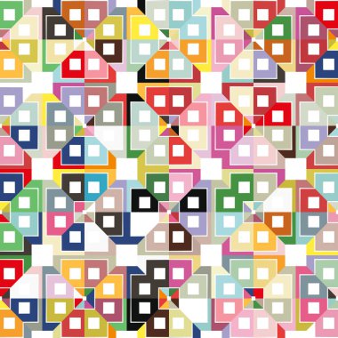 Renkli evleri ile Seamless modeli. Vektör çizim