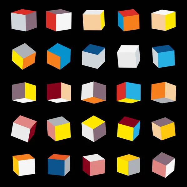 Renkli çokgen küplerin vektör kümesi