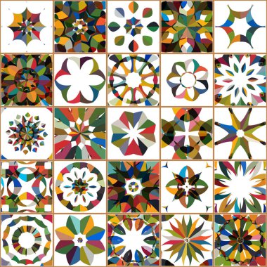 Çiçekler ve dairelerle dolu renkli bir arkaplan