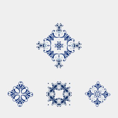 Dört tane Noel kar tanesi seti. vektör illüstrasyonu