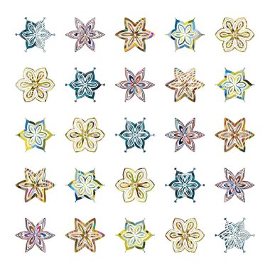 Bir dizi renkli yıldız. vektör illüstrasyonu