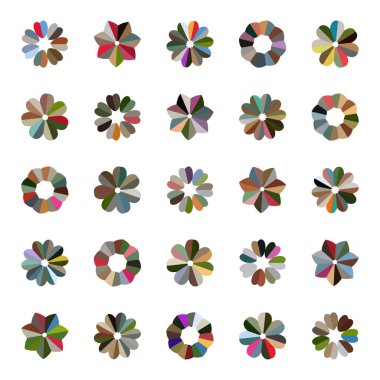 Soyut geometrik çiçek seti