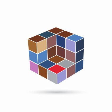 küp simge vektör çizim