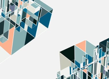 Soyut arkaplan. 3 boyutlu küp, kübik elementler ve tekno. Duvar kağıdı, afiş, arkaplan, iniş sayfası için tekno veya iş konsepti