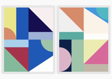 Broşür, el ilanı, kapak, poster ve baskı, vektör illüstrasyonu, vektör illüstrasyonu için renkli geometrik desen tasarımı