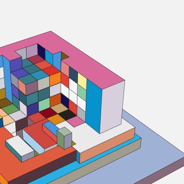 soyut 3 boyutlu geometrik şekil, vektör illüstrasyonu