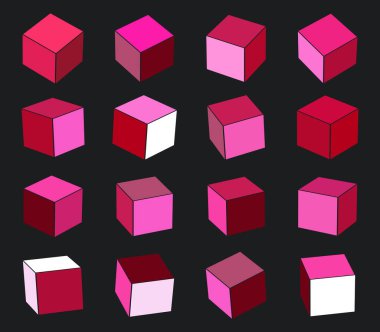 İzometrik pembe küpler. vektör illüstrasyonu