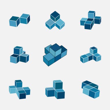 3 boyutlu izometrik küplerin vektör çizimi