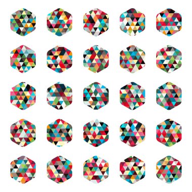 Soyut üçgen şekilleri kümesi, vektör illüstrasyonu