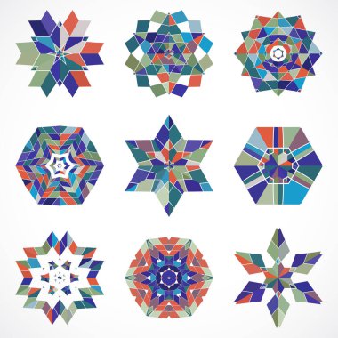 Renkli vektör geometrik elementlerin koleksiyonu