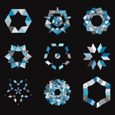 İşiniz için soyut mavi geometrik tasarım ögeleri seti