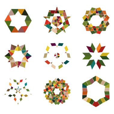 Soyut geometrik şekiller kümesi. Vektör illüstrasyonu