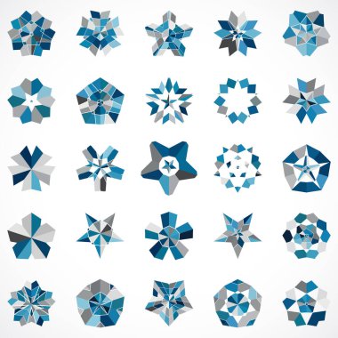 Soyut 3 boyutlu geometrik tasarım koleksiyonu. vektör tasarım ögeleri kümesi.