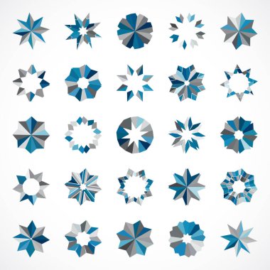 Mavi soyut Noel kar taneleri seti