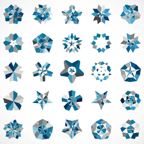 Soyut 3 boyutlu geometrik tasarım koleksiyonu. vektör tasarım ögeleri kümesi.