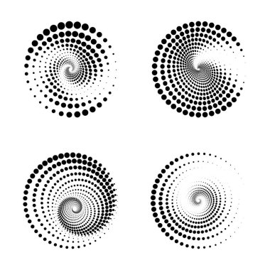 Sarmal spiral, girdap, girdap, girdap elementi seti. vektör illüstrasyonu