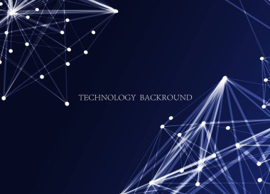 Bağlı nokta ve çizgilerle soyut teknoloji arka planı. vektör illüstrasyonu.