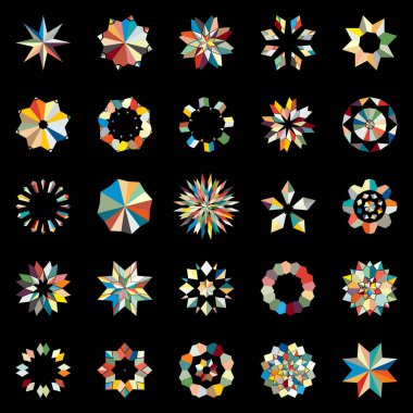 vektör renkli dairesel elementler kümesi, geometrik şekiller