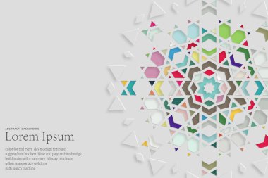 geometrik desenli vektör arkaplan ve Arapça yuvarlak metin