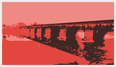 Çin 'de nehir üzerinde köprü