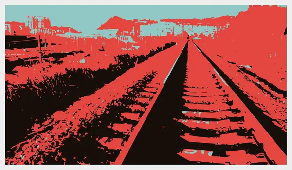 Demiryolu rayları ve metin ile grunge arkaplan