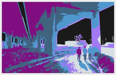 İnsanların siluetleri ile soyut arkaplan