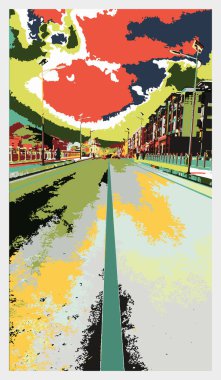 Kentsel yolun vektör illüstrasyonu