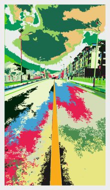 Şehrin arka planının vektör illüstrasyonu