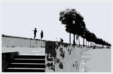 Park şehrinin arka planının vektör çizimi