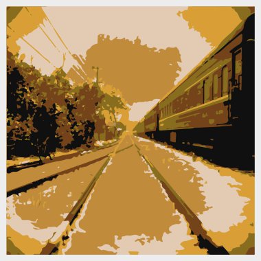 Tren istasyonu. Ormanda demiryolu.