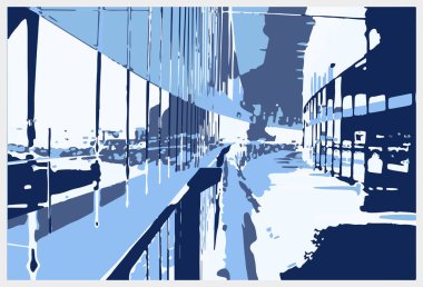 peyzaj tasarımı, kablo, kablo, vektör illüstrasyon el çizimi t-shirt grafiği.